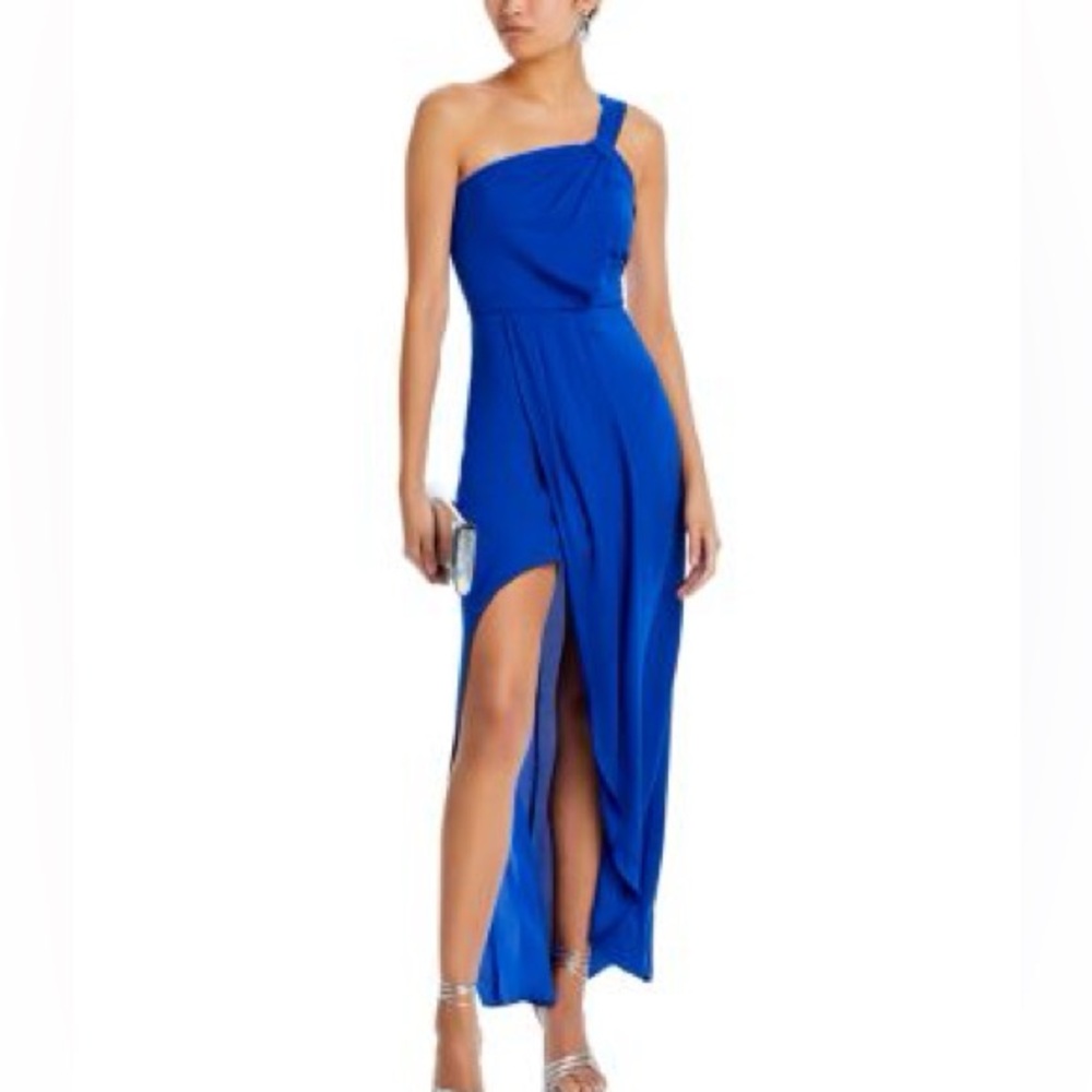 NWT BCBGMaxazria One Shoulder Faux Wrap Dress Size 12